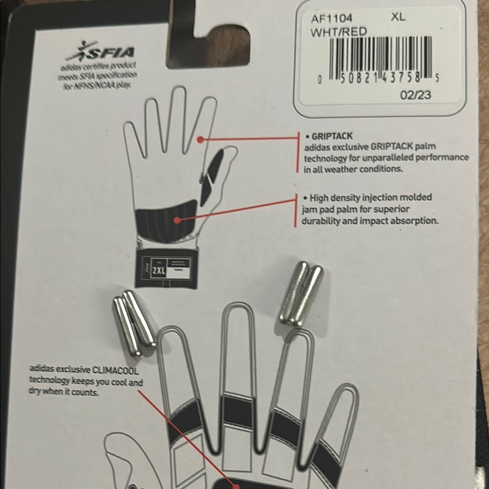 Adidas freakmax 2.0 xl Performance football gloves White and Red w/grip rack new